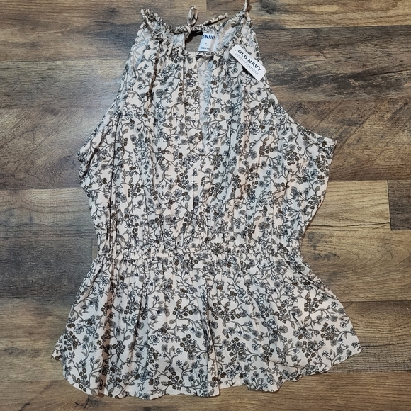 Old Navy Women's Floral Waist-Defined Halter Peplum Blouse Size Small - Picture 3 of 10